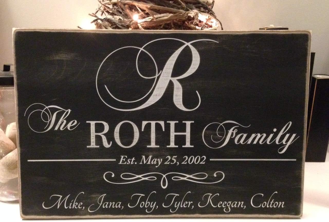 Letrero de madera rústico con nombre de familia, cartel personalizado