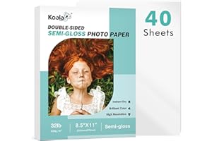 Koala Thin Double Sided Semi-Gloss Photo Paper 8.5X11 Inches 40 Sheets 32LB Compatible with Inkjet and Laser Printer for Menu
