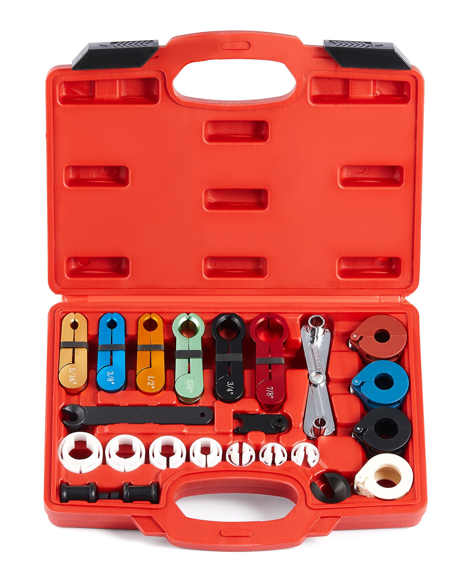 Photo 1 of Orion Motor Tech Master Quick Disconnect Tool Set, 25pc Line Disconnect Tool Kit for A/C Fuel & Transmission Systems, Fuel Line Disconnect Tools for Mechanics Compatible with Ford Chevy GM More, Red
