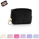Playexen Mini Makeup Bag, Corduroy Small Cosmetic Bag for Purse, Black | Cute Travel Makeup Purse Pouch for Chapsticks, Jewelry, Earphone, Cards, Cash, Small Items, Gifts for Mom/Sisters/Friends