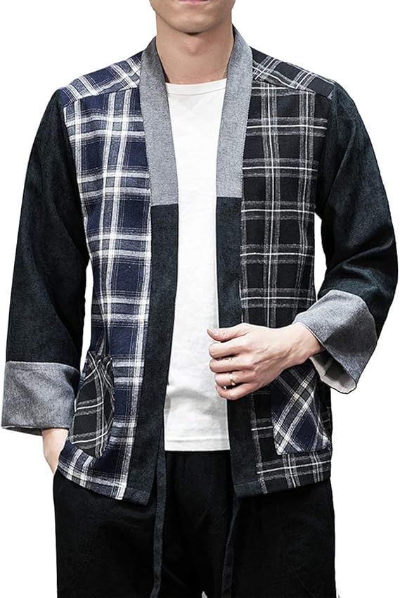 PRIJOUHE Men's Kimono Jackets Cardigan Lightweight Casual