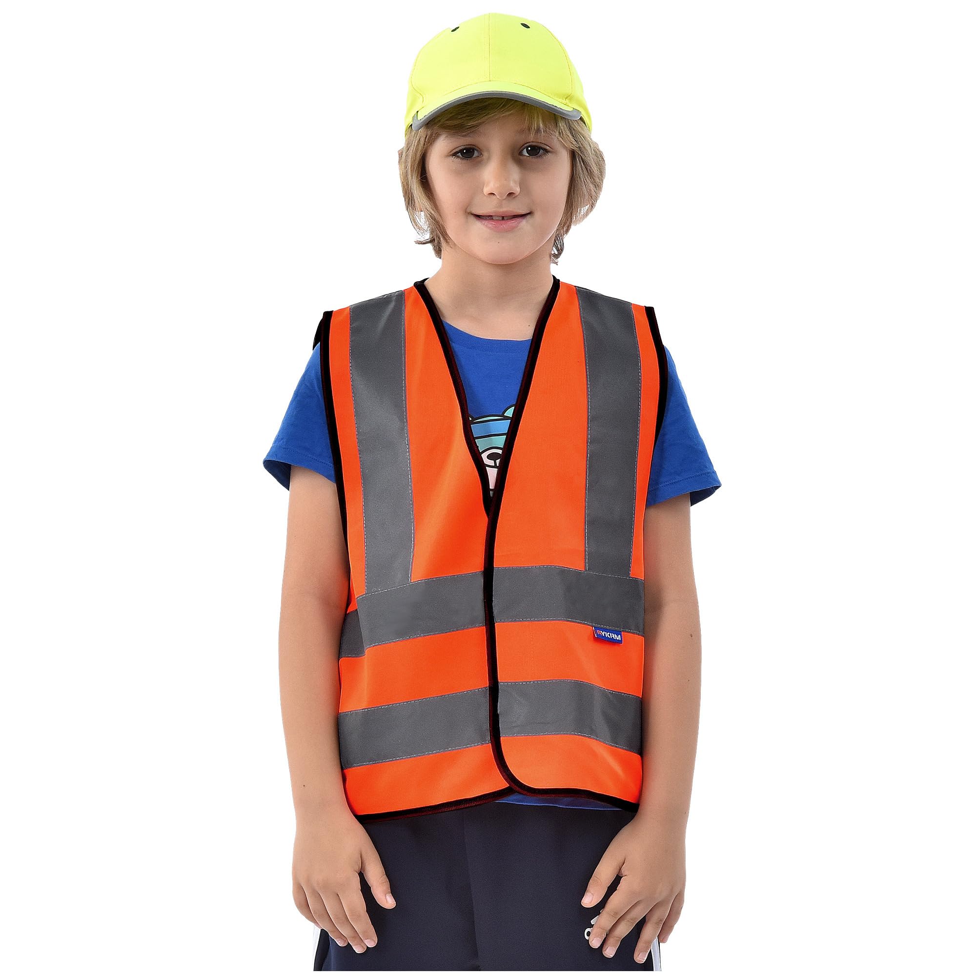 AYKRM Orange Child's High Vis Reflective Safety Vest - 6-9Y Kids High Visibility Waistcoat