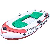 Solstice | Inflatable Boat for Waterwayss | Voyager 4 Person Raft | Spacious hull with dual inflatable cushions and swivel oar locks; 103 x 49 in; recommended for 4 people