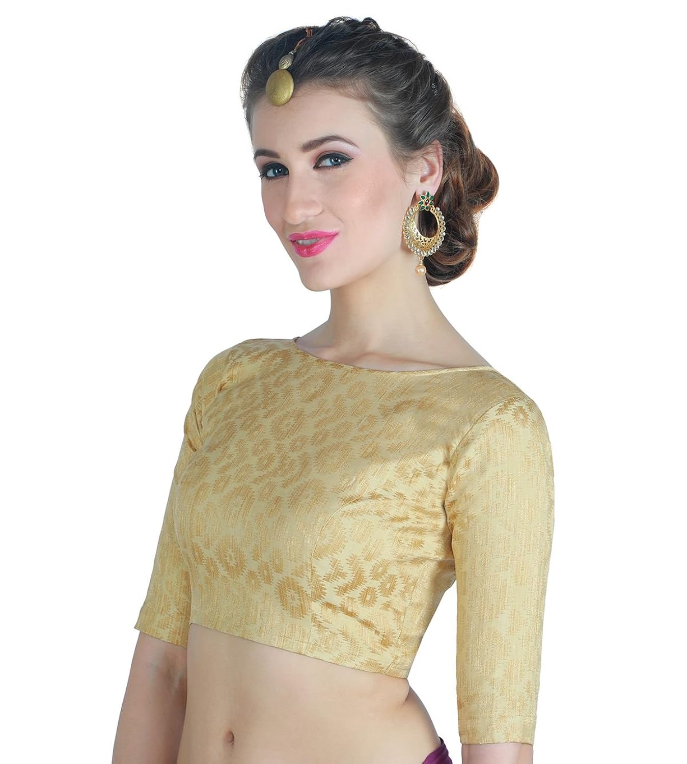 studio shringaar women's golden brocade saree blouse.