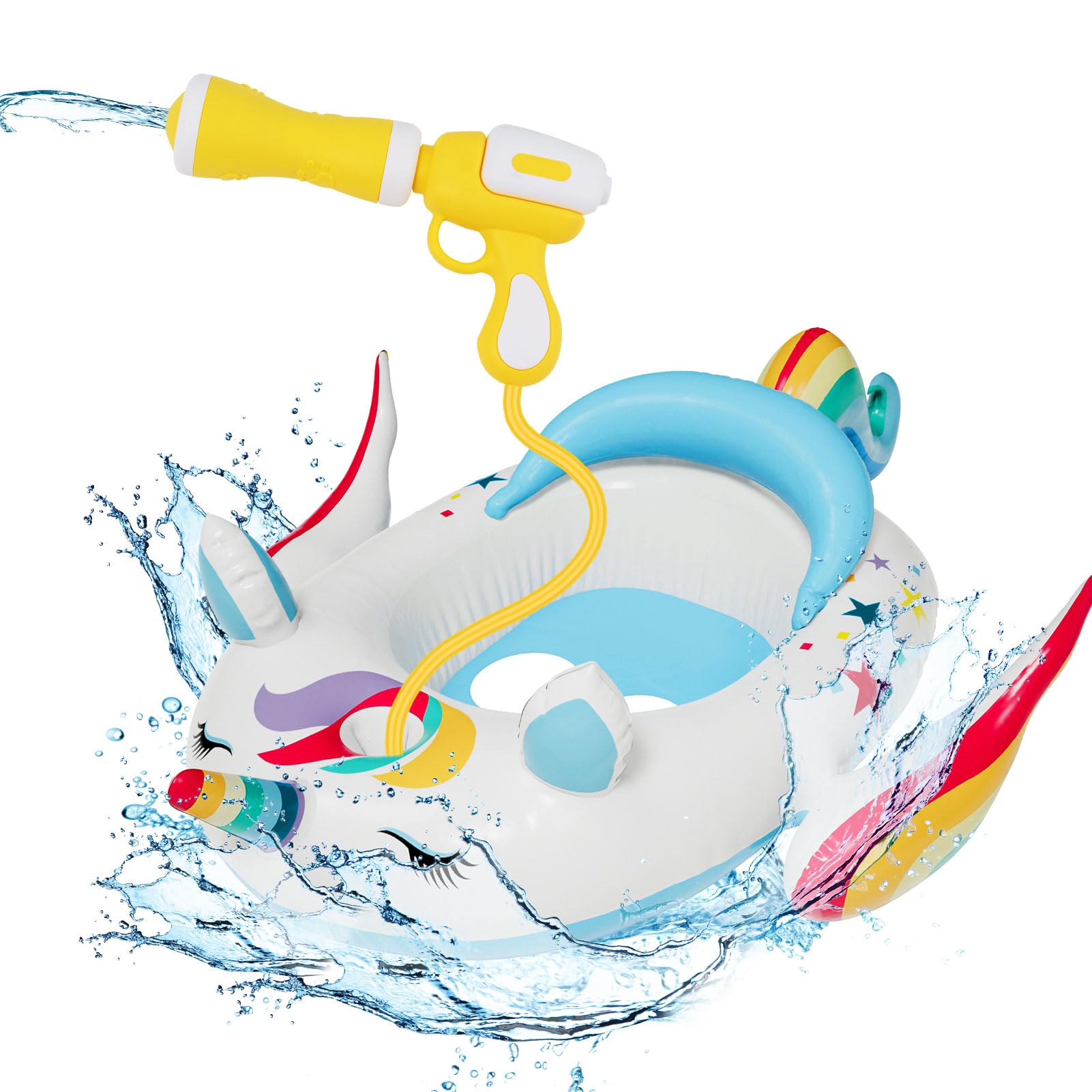 Photo 1 of Coumy Kids Unicorn Inflatable Pool Float with Integrated Squirt Gun,Fun Ride,on Float for Toddlers(Ages 3-8), Exciting Swimming Pool Toy for Boys and Girls