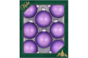 Christmas By Krebs Made in The USA Designer Seamless Glass Christmas Ball Ornaments, 2 5/8" (67mm), 8 Pieces (Velvet Amethyst Purple)