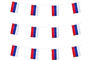 ZXvZYT Russia Russians Flag Banner String,Small Mini Russia Pennant flags,For Grand Opening,Olympics,National Sports Events,Party Festival Decorations(50 Feet 38 Flags)