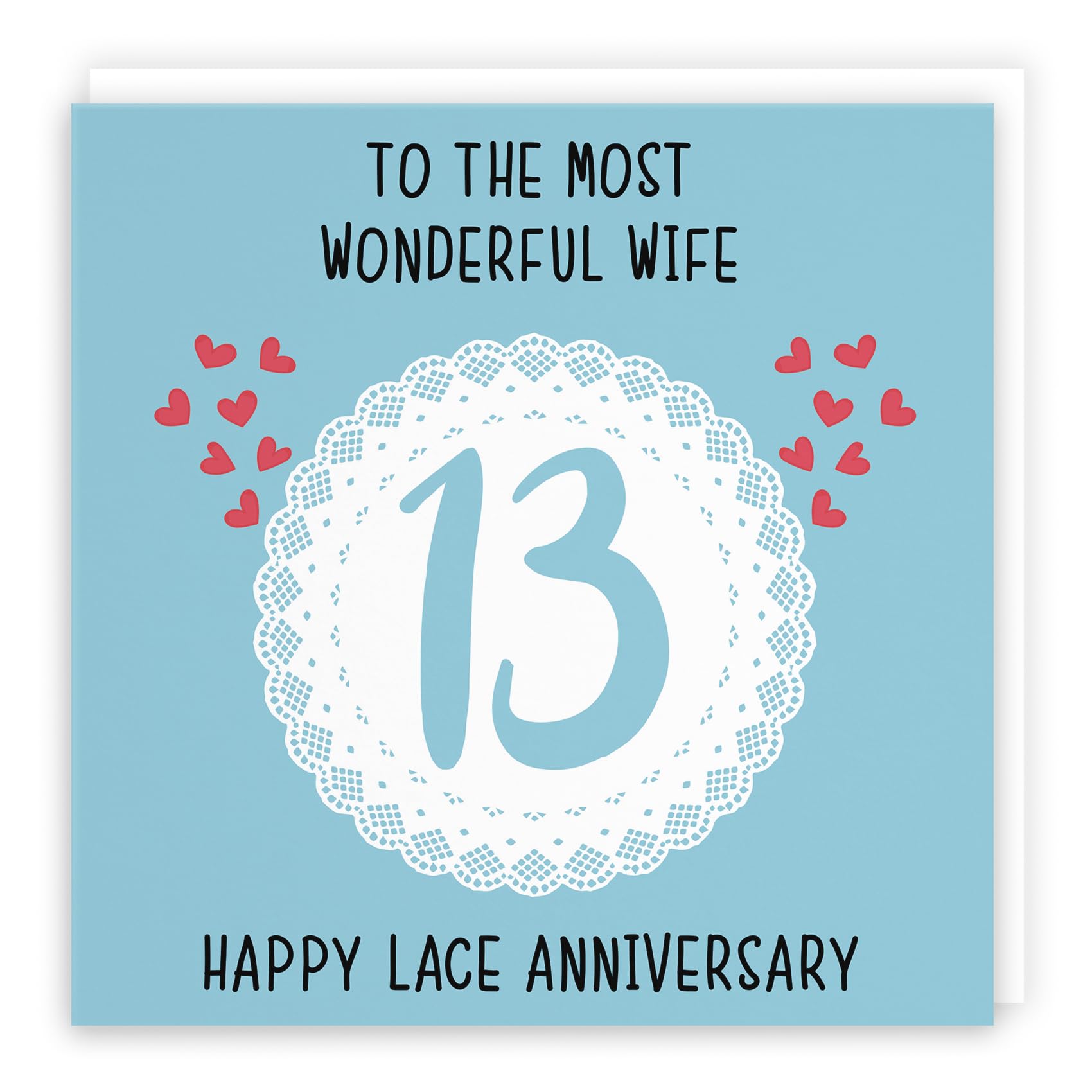 Hunts England - Wife 13th Anniversary Card - To The Most Wonderful Wife - 13 Years Together - Happy Lace Anniversary - Iconic Collection — image 1