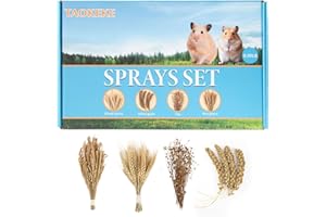 TAOKEKE Hamster Spray Set - Natural Snack Grains & Chew Toys for Cage Decoration Accessories, Soft Bedding for Dwarf Syrian Hamsters, Gerbils, Mice & Small Pets