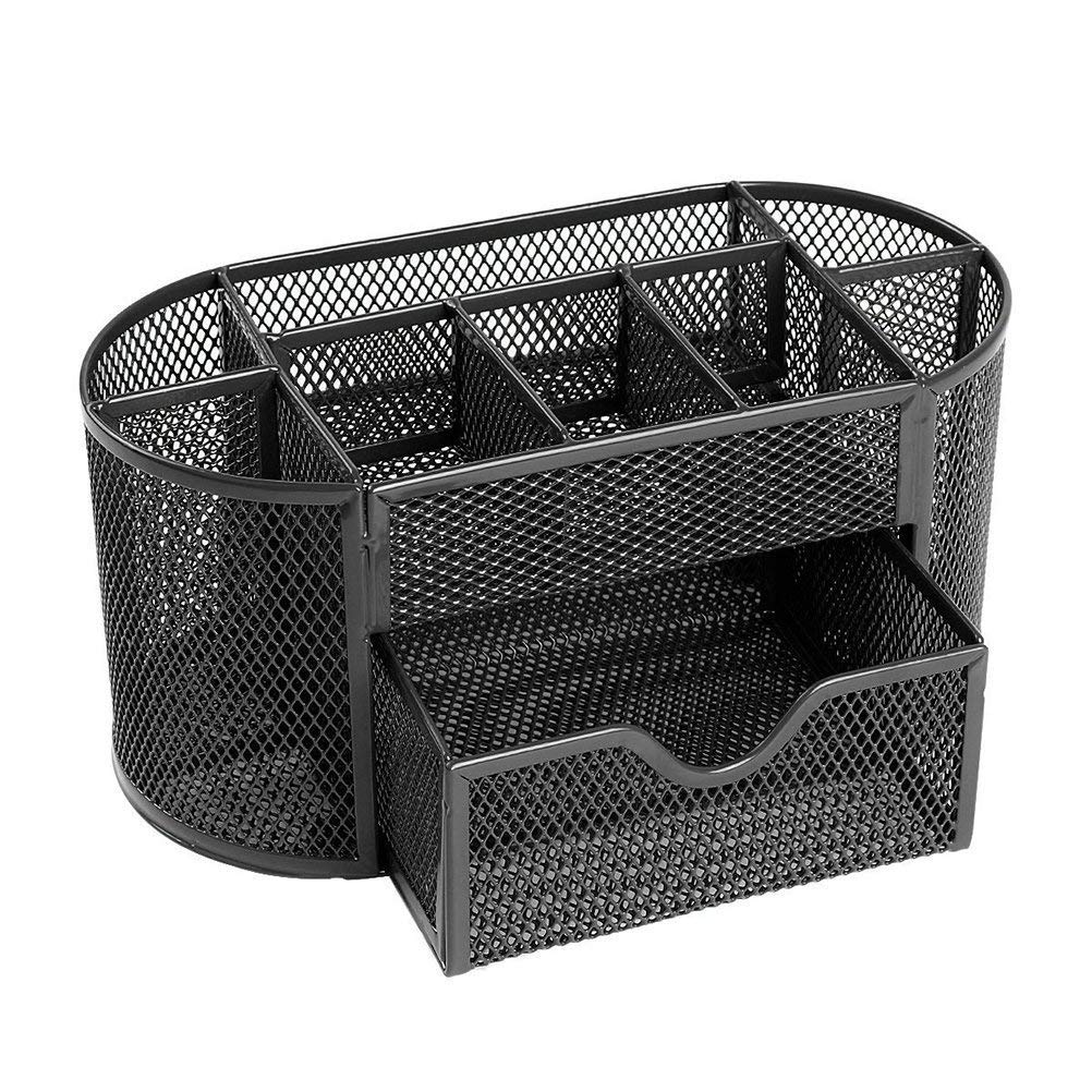 DHVANI Kitchen™ Metal Mesh Desk Organizer with 8 compartments 1 Drawer