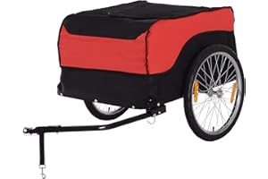Aosom Bike Cargo Trailer Bicycle Luggage Carrier Cart with Cover Black Red