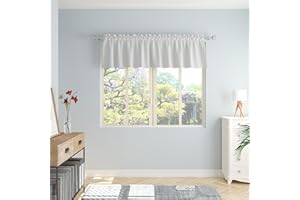 LKTCOBTAC Greyish Small Tiers Kitchen Short Small Mini Window Curtains Valance 10 inches Length Blackout Home Decor Blackout Basement rv Camper Living Room/Bedroom 42W by 10L 1 Piece Rod Pocket