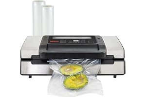 Nesco Deluxe Food VS-12 Vacuum Sealer, 130 Watts, Kit Bags & Viewing Lid, Compact, Silver
