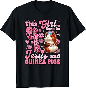 Girl Runs On Jesus And Guinea Pig Leopard Costume Women T-Shirt
