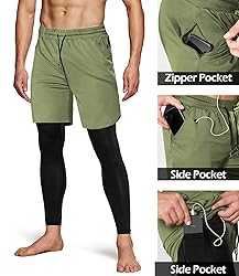 Men's 2 in 1 Running Pants, Gym Workout Compression