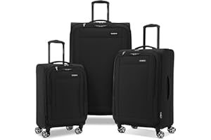 Samsonite Saire LTE Softside Expandable Luggage with Spinner Wheels, Black, 3-Piece Set (Carry On/Medium/Large)