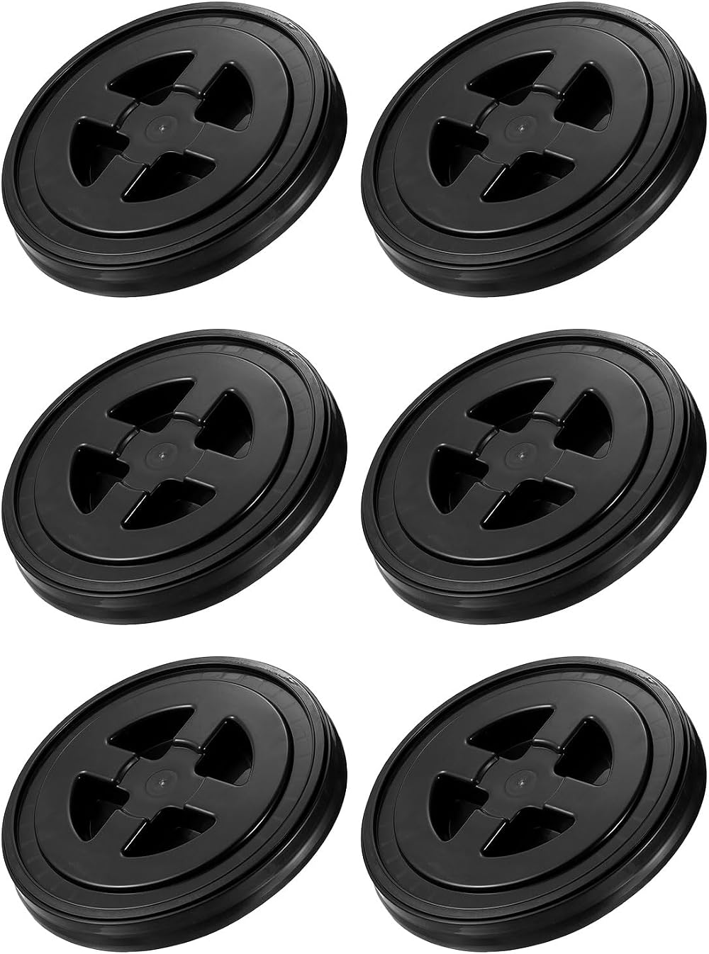 PATIKIL 6x 5 Gallon Bucket Lids Seal Leak Proof Screw On Black PP Plastic