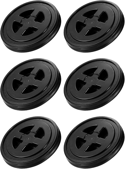 PATIKIL 6x 5 Gallon Bucket Lids Seal Leak Proof Screw On Black PP Plastic