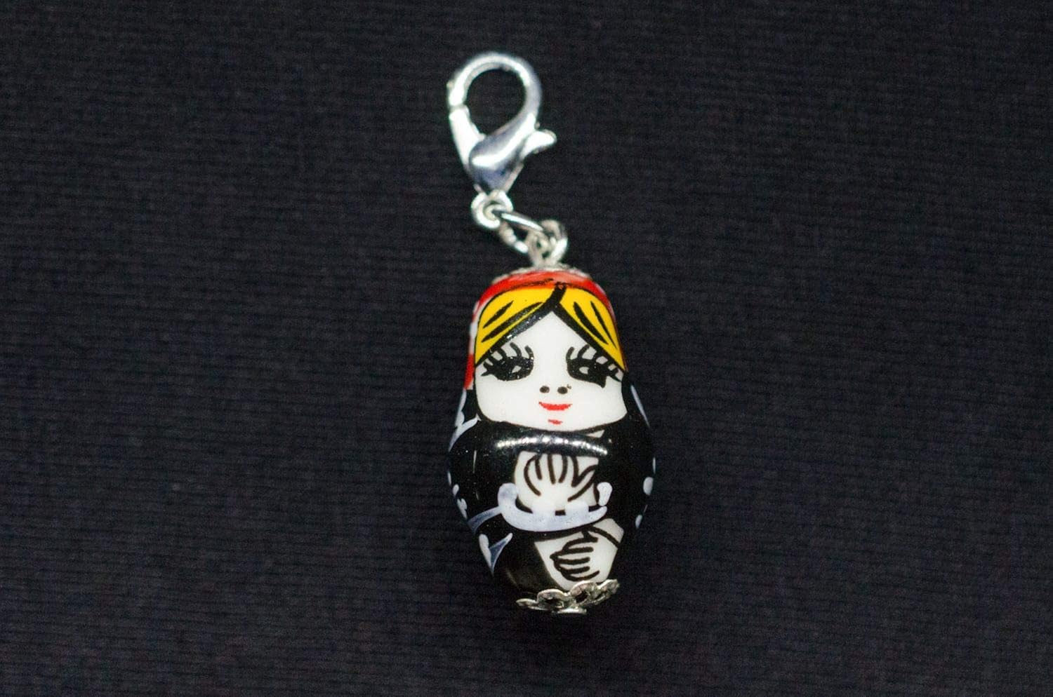 Miniblings Matryoshka Babuschka Russian Charm Pendant Russia Doll Red Black, 22mm - Image 3