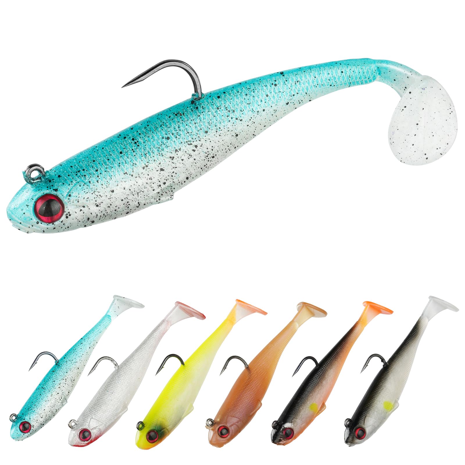 HOTUT Fishing Lures Set, 3/6 PCS Sea Fishing Lures Kit Artificial Bait, Sea Fishing Tackle Bionic fish Hook, Soft Fishing Lures Plastic Artificial Swimbaits, Fishing Tackle for Saltwater & Freshwater