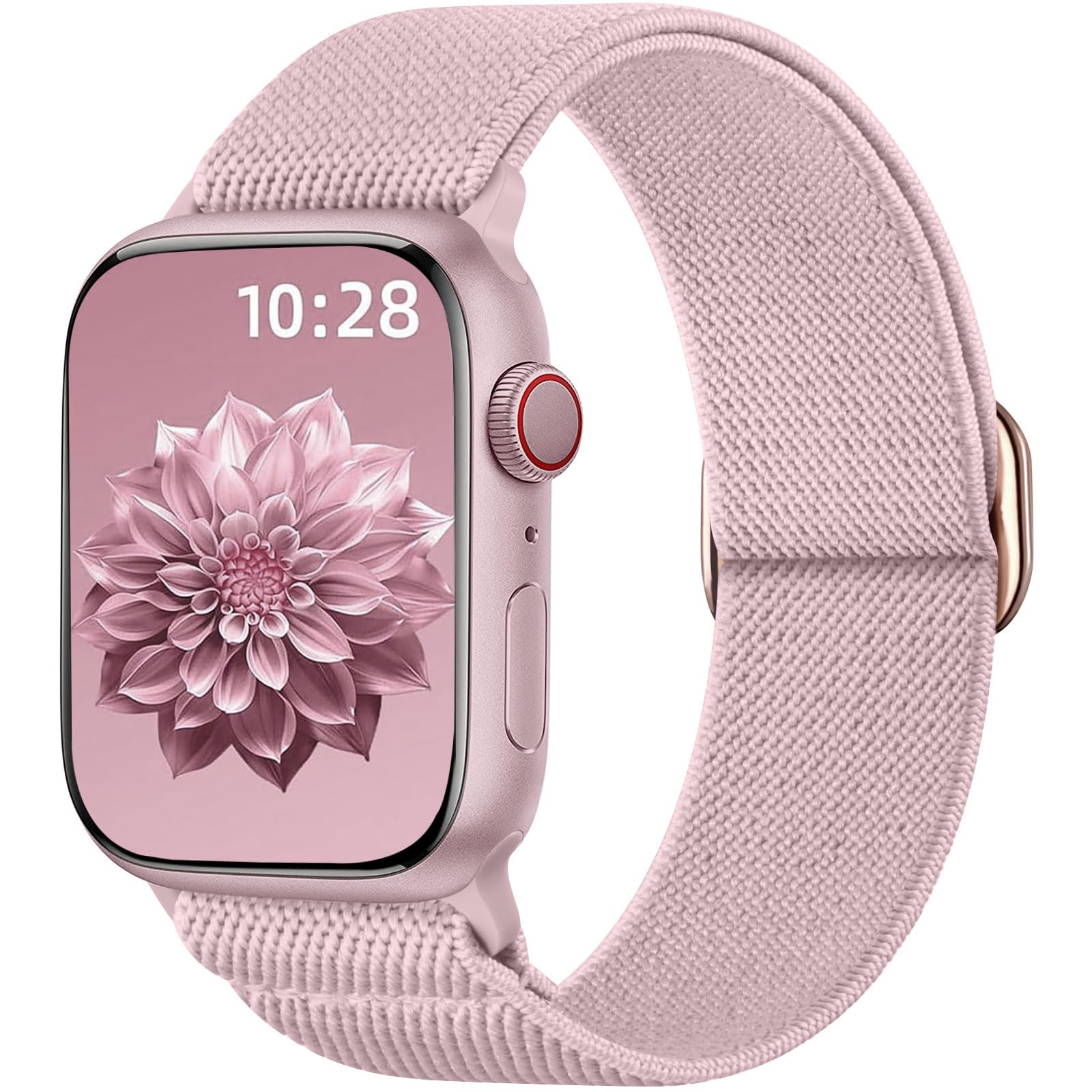 Ynitec Stretchy Nylon Loop Band for Apple Watch 40mm 38mm 41mm 42mm, Sport Ankle/Arm/Wrist Strap for iWatch Series 11-1, SE/Ultra 3 2 1, Adjustable Replacement Bands for Women Men, Light Pink