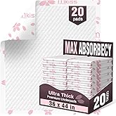 MKISS Heavy Duty Incontinence Underpads, 36" x 44", 20 Count-Super Absorbent Disposable Bed Pads, Tear-Resistant Chucks Pads for Adults, Kids, Elderly and Home Care