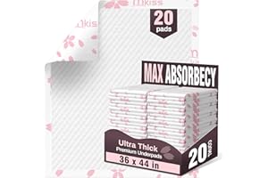 MKISS Heavy Duty Incontinence Underpads, 36" x 44", 20 Count-Super Absorbent Disposable Bed Pads, Tear-Resistant Chucks Pads for Adults, Kids, Elderly and Home Care