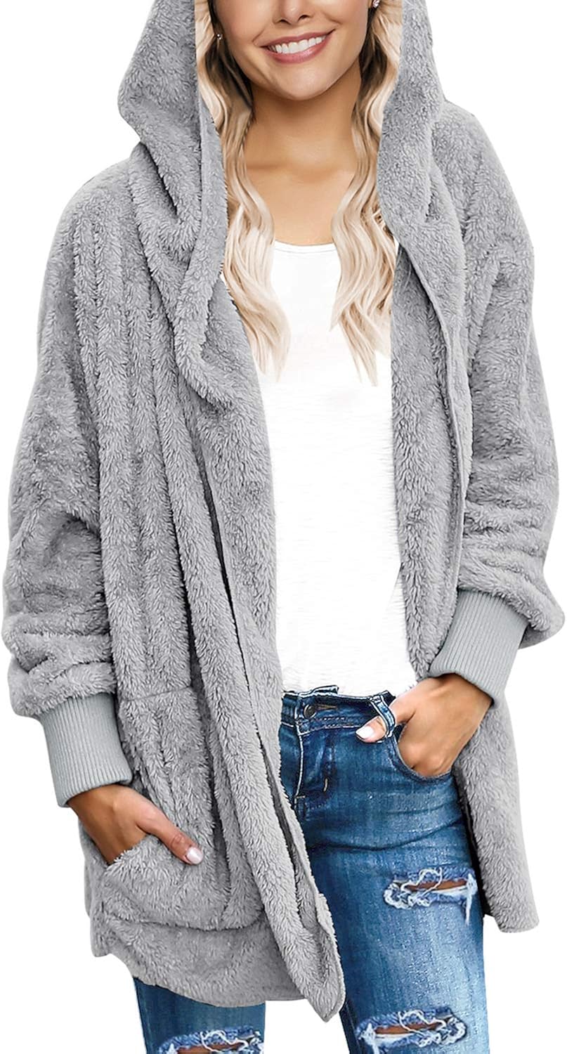 LookbookStore Women's Oversized Open Front Hooded Draped Pockets Cardigan Coat at  Women's Coats Shop
