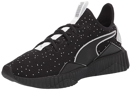 tenis puma mujer negro con dorado