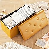 HAUSFRAU - Storage Ottoman Bench, 30 Inches Button Tufted Upholstered Ottoman Footstool with Storage for Living Room Bedroom 