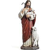 BC Catholic The Good Shepherd Statue, 11.8" H Christ Jesus Figure, Grace, Hope, and Guidance Home Decor, Religious Gift, Classical Renaissance Sculpture Hand Painted by Buildclassic