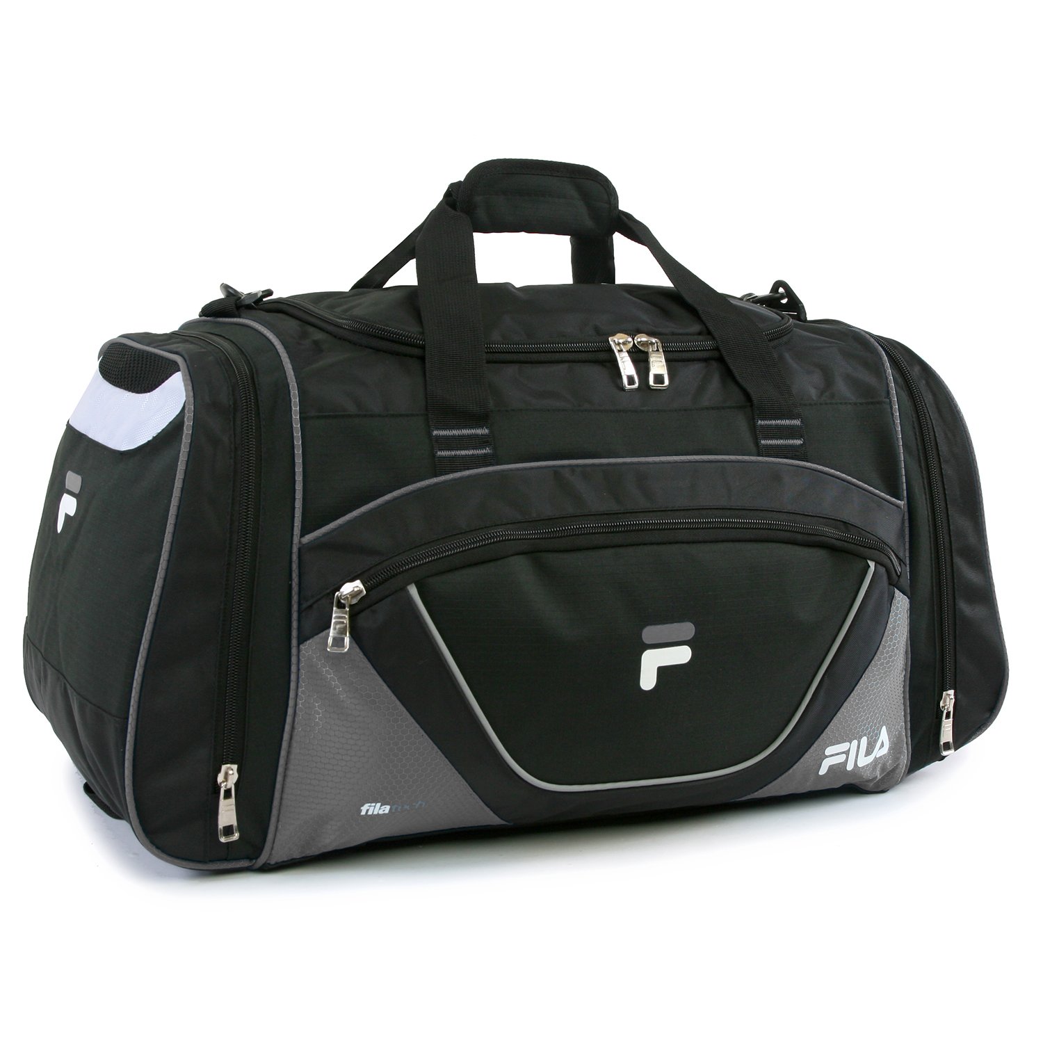 Fila Acer Large Gym Sport Duffel Bag, Black/Grey Image