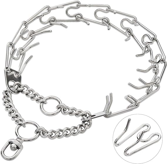 Adjustable 14"26" Pitbull Silver Big Dog Chains Dog Training Prong