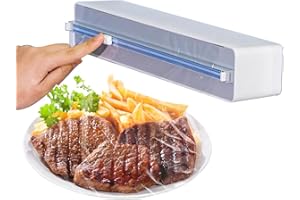 XHQHSZ Refillable Magnetic Plastic Wrap Dispenser with Slide Cutter, Sturdy Food Cling Film Cutter, Press and Seal Wrap, 12" x 328' Roll BPA Free