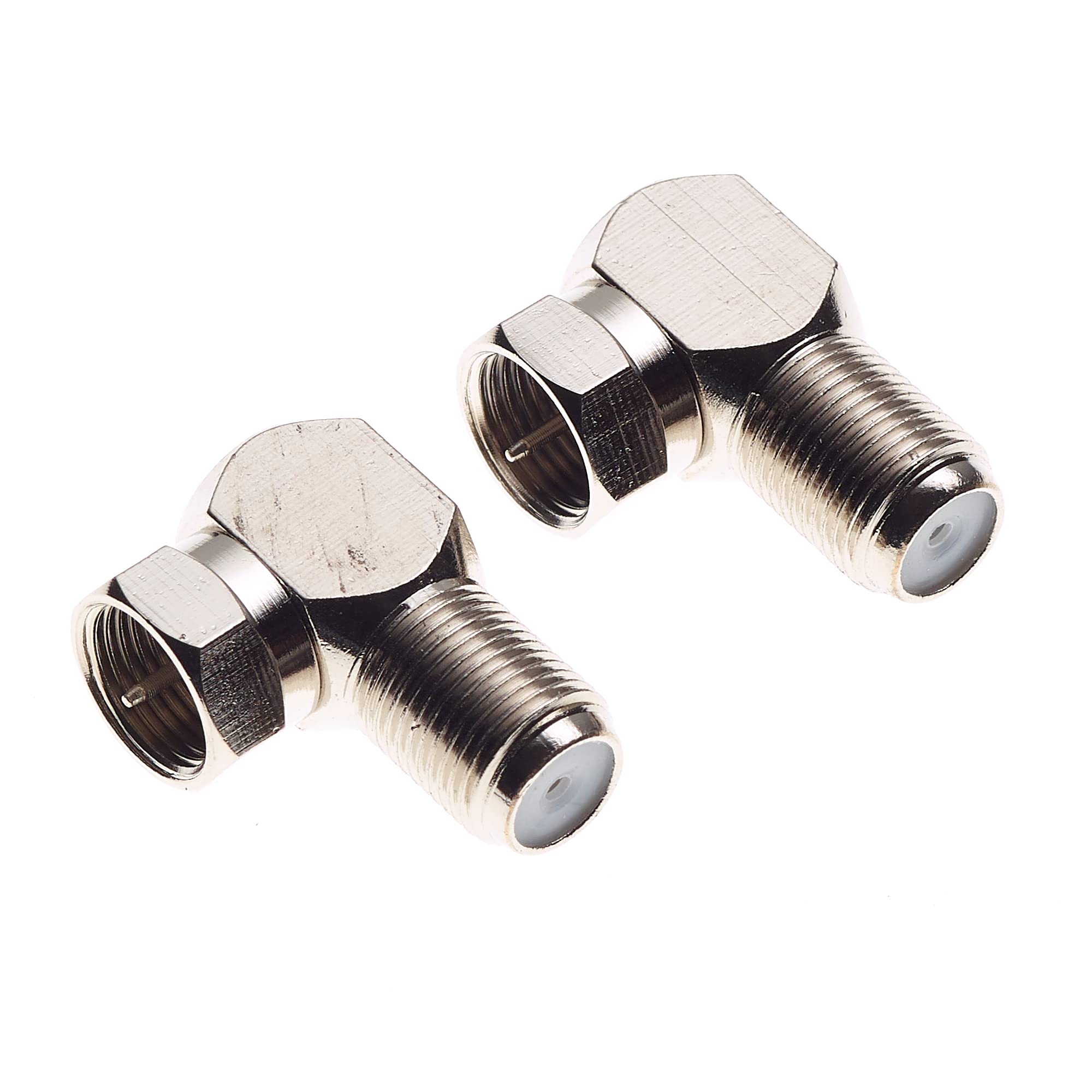 Keple F-Type Right Angle Coax Connector For Wall Mounted TVs | F Male To F Female 90-Degree Coaxial Cable Adaptor | Pack Of 2