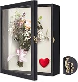 TJ.MOREE Flowers Shadow Box Display Case 11x14 Rustic Black with Glass Door view 1