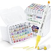 Ohuhu Alcohol Based Markers Set: 96-pack Double Tipped Art Marker - Chisel & Fine Color Sketch Markers for Artists Adult Coloring Drawing Illustration - 2 x Colorless Blender & 2 x Case