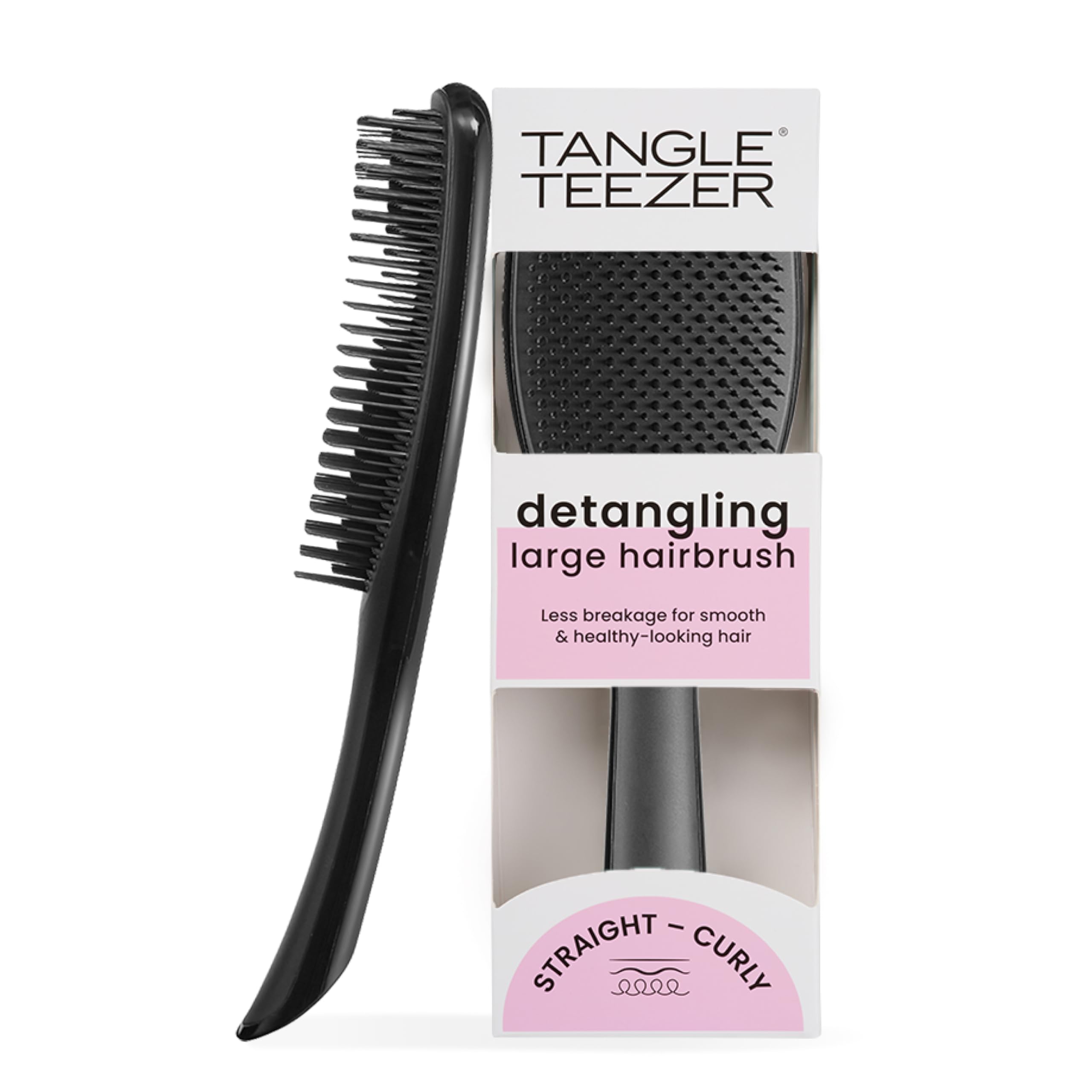 Tangle Teezer Large Ultimate Detangler Hairbrush - For Wet & Dry Hair - Detangling Brush for Thick, Curly & Long Hair - Two-Tiered Teeth Reduce Breakage & Eliminate Knots - Large Paddle - Black Gloss