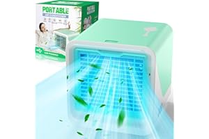 AWY-SEVEN Portable Air Conditioners, 3-Speed Personal Mini Air Conditioner, USB Powered Air Cooler with 7-Color NightLight, Small Desktop AC Unit Fan for Bedroom, Office, Room, Car, Camping, Tent & More