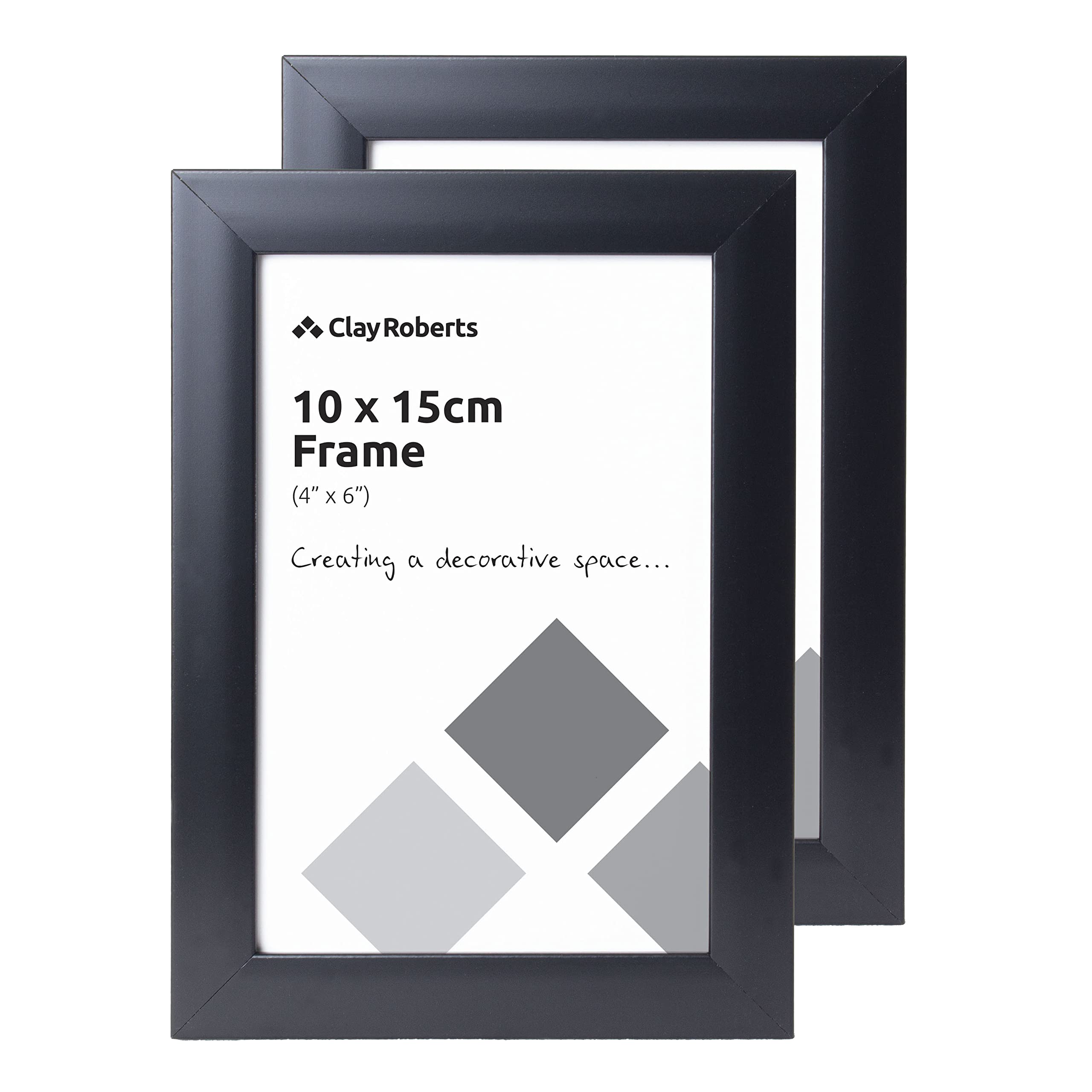 Clay Roberts Photo Picture Frames 6 x 4, Black, Pack of 2, Freestanding and Wall Mountable, 10 x 15 cm, 6x4 Picture Frame Set โ image 1
