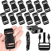 Heavy Duty Dual Adjustable Plastic Buckles - 12 Pack 1 Inch Clips for No-Sew Straps