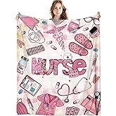 LIANGW Pink Nurse Blanket, Coquette Pink Print Throw Blankets for Office Home Bedroom Living Room Couch Decor, Nurse Appreciation Gifts for Women, Nursing Gifts, 50x60 Inch