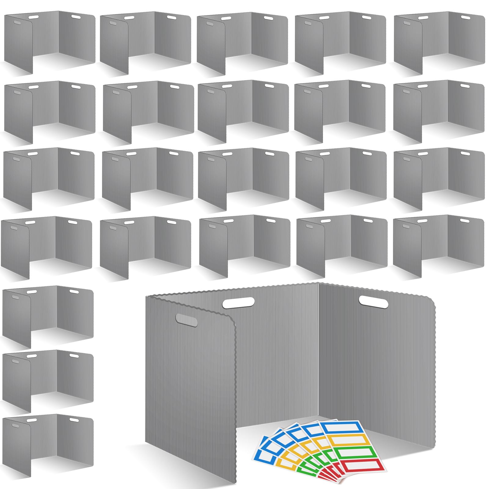 Photo 1 of 24 Pcs Desk Dividers for Students Plastic Durable and Waterproof Privacy Folders Shields Test Dividers with Classroom Privacy Boards for School Study Teacher Supplies (24pcs Grey)