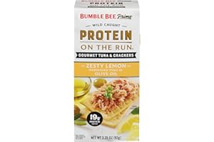 Bumble Bee Prime Protein on the Run Tuna Snack Kit - Gourmet Tuna Marinated in Olive Oil & Zesty Lemon with Crackers and Serving Utensil - 19g of Protein Per Serving