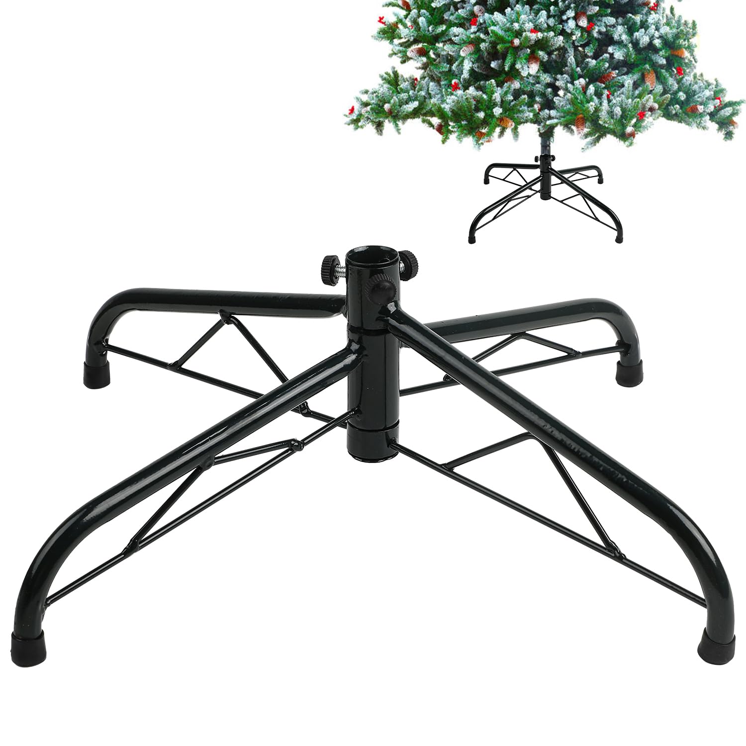 ZALAON Christmas Tree Base Stand, 40CM Green Artificial Tree Bracket Metal for 4ft 5ft 6ft Christmas Tree