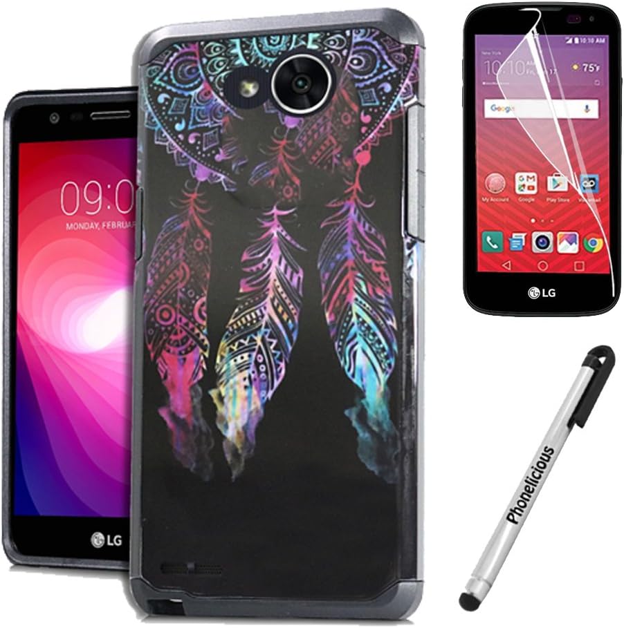for LG X Power 2 Case/LG Fiesta 2 Case, Phonelicious [Slim] Dual Layer Durable [Drop Protection][Shockproof] Phone Cover + Screen Protector & Stylus (Dream Catcher)