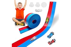 Jouets flexibles pour enfants, circuit de course double voie de 4,6 m avec 4 voitures et ventouses, compatible avec Hot Wheel