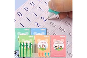 BYFWH 5Pcs Medium Size Magic Practice Copybook for Kids,Handwriting Practice Grooves Design,​Magic Ink Copybooks for 3-8 Kids,Reusable Handwriting Workbooks for Preschools