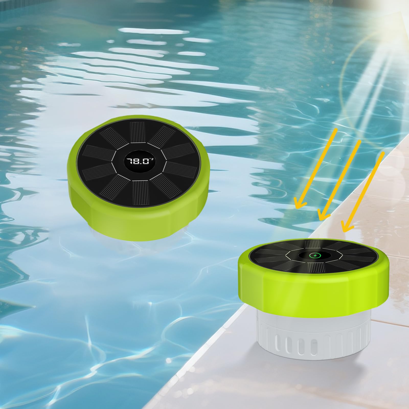Photo 1 of PARTS ONLY ------------------------------------------------Pool Chlorine Floater with Temperature Display, Floating Chlorine Dispenser Fit for 1" and 3" Tablets Solar Charging, 600mAh Battery (72H), – for Inground/Above Ground Pools, Spas & Hot Tubs