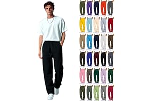 Mens Sweatpants Open Bottom Straight Leg Sweat Pants Baggy Lounge Trousers Soft Athletic Workout Joggers with Pockets